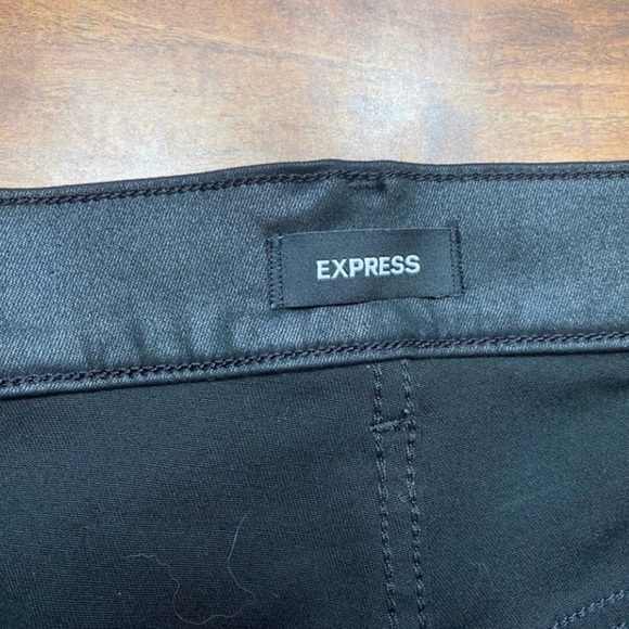 Express Womens Black Shiny Super High Rise Modern Straight Stretch Pants Size 10 - Picture 8 of 14